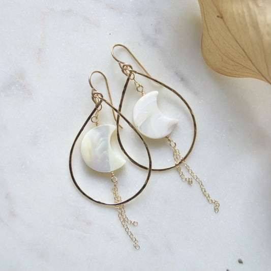 E_ Mother of Pearl Crescent Earrings