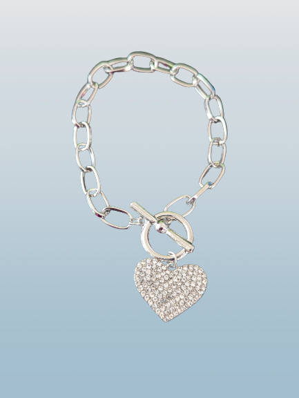 B_Rhinestone Heart Bracelet