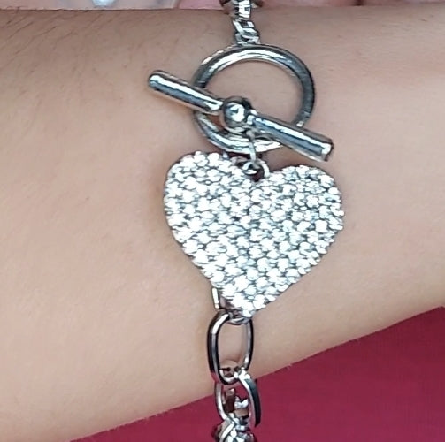 B_Rhinestone Heart Bracelet