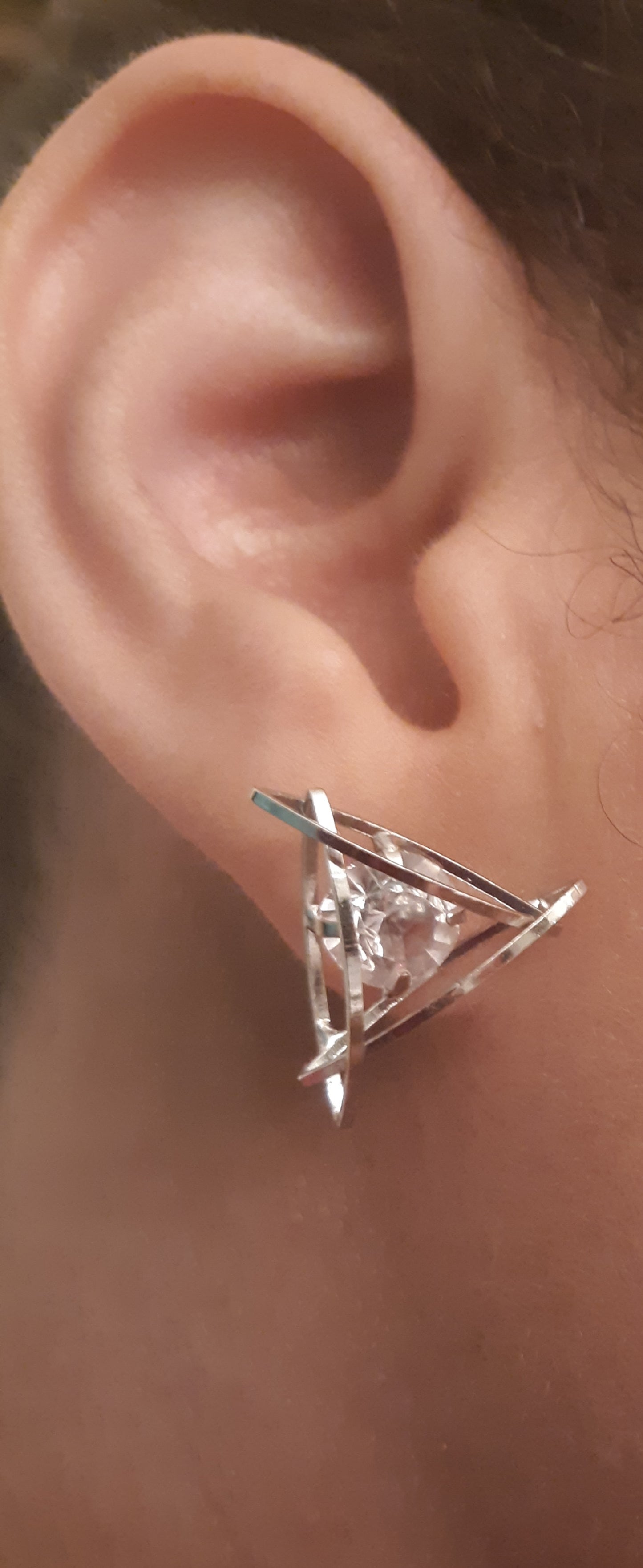 E_Diamond Inspired Silver Studs