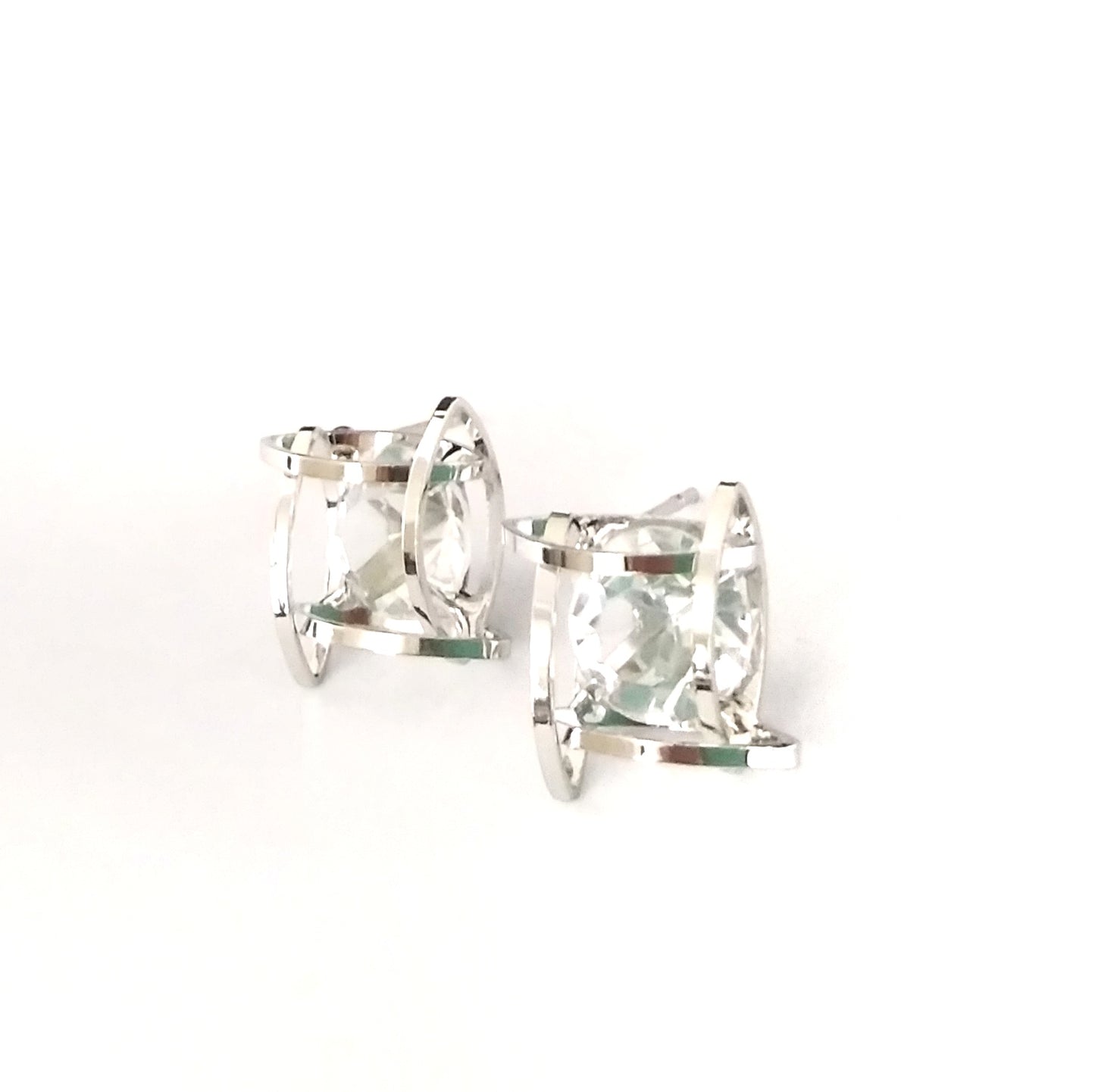 E_Silver Square Diamond Inspired Studs