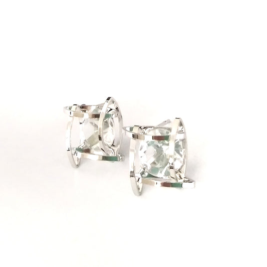 E_Silver Square Diamond Inspired Studs