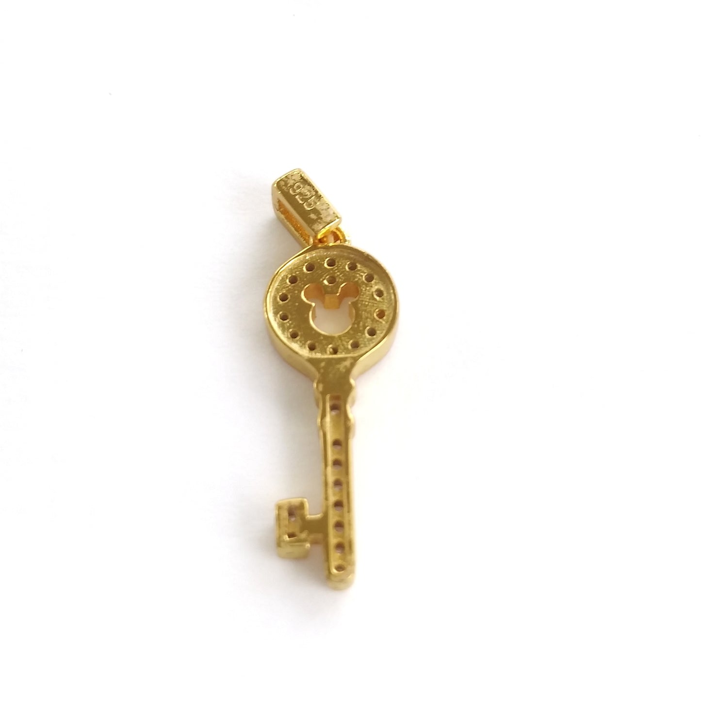 N_Gold Rhinestone Key Charm Necklace