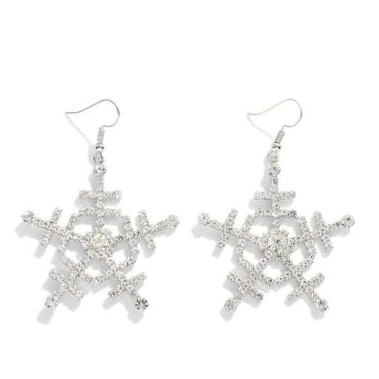 E_ Rhinestone Snowflake Earrings