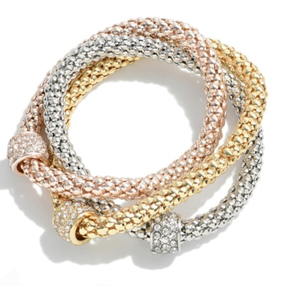 B_ Set of 3 Metal Mesh Bracelets