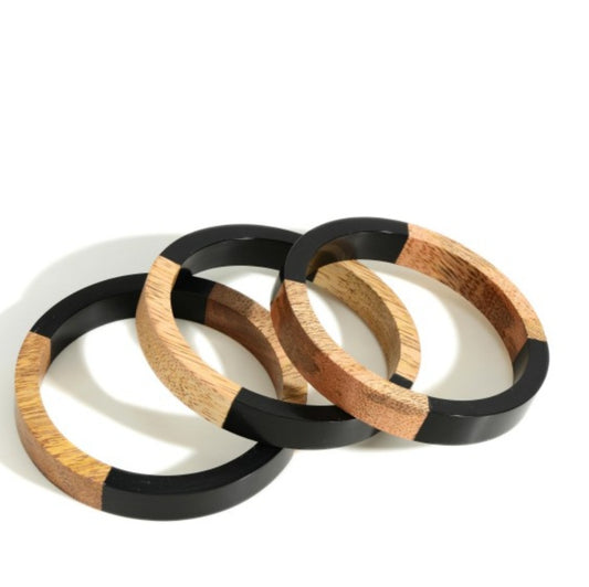 B_Natural Wood and Resin Bangles