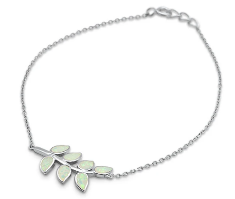 B_White Opal Leaf Bracelet