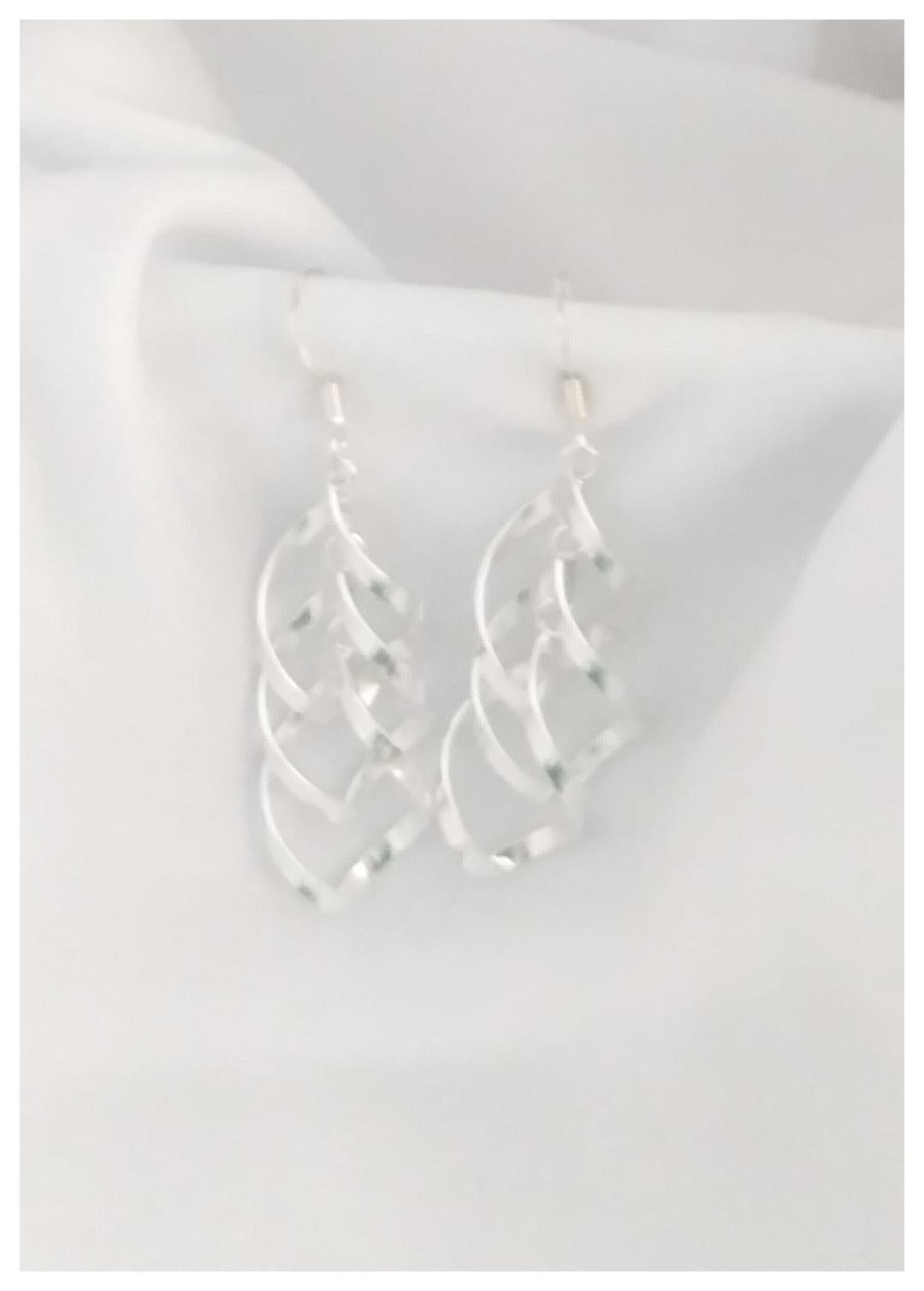 E_Sterling Silver Dangle Spiral Earrings